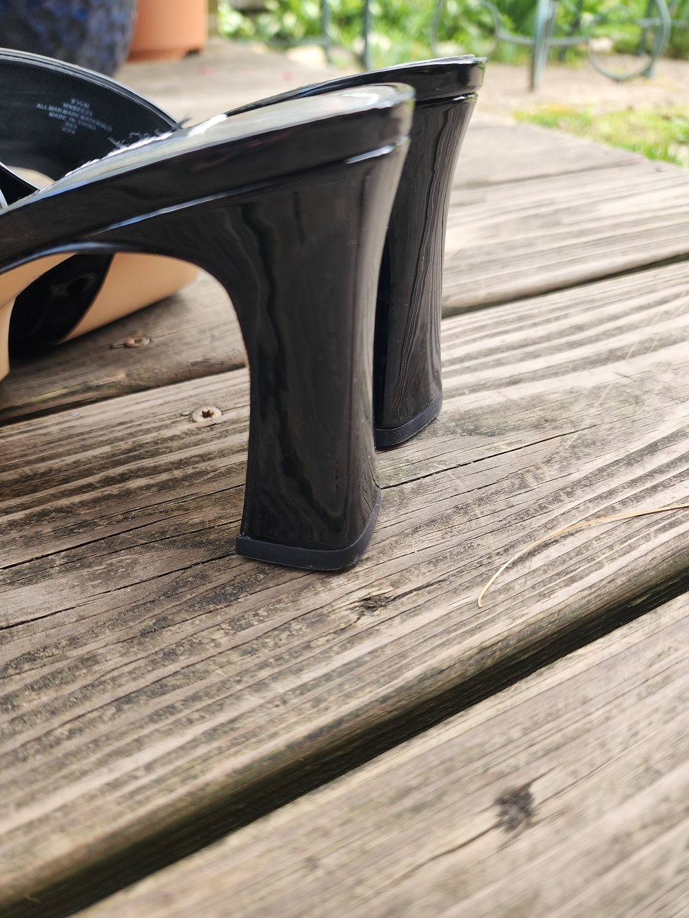 Nine West Beez Platform Black Patent Open-Toe Mule Heels 8.5 - Picture 9 of 13